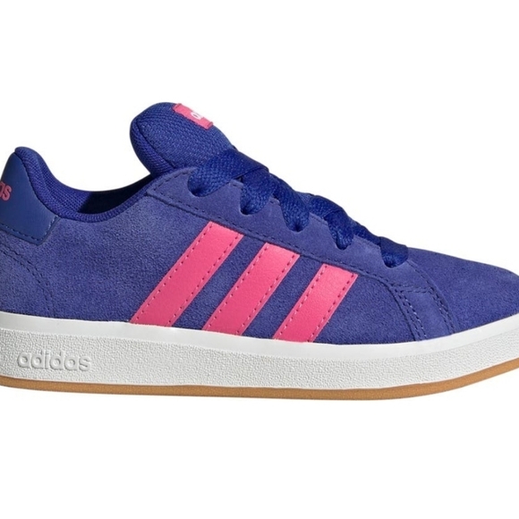 NWT Adidas Grand Court 00s Kids Size 4Y Blue Pink Suede Skate Puffy Tongue - Picture 4 of 9
